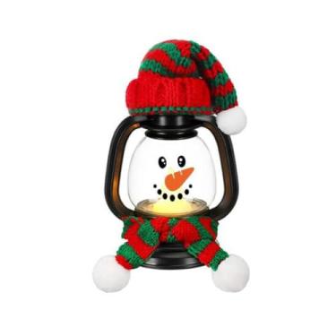 Imagem de Mini lanternas de boneco de neve de Natal, lanterna de boneco de neve de LED cintilante com chapéus e cachecóis, mesa de centro de mesa pequena de homem de neve de inverno decorativa lâmpada suspensa