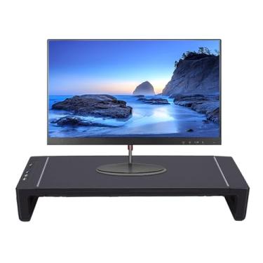 Imagem de Asixxsix Suporte para Monitor, 43 a 52 Cm de Comprimento Ajustável, 8,5 Cm de Altura de Elevação, Organizador de Prateleira de Mesa Com Suporte para Celular, 4 Portas USB, Hub, Luz RGB
