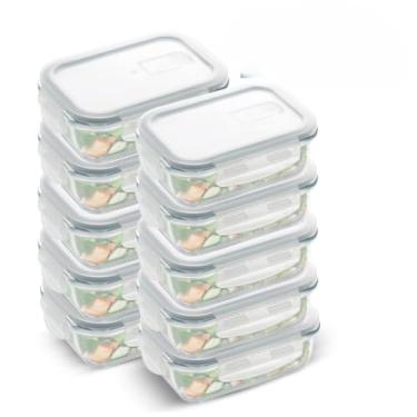 Imagem de Kit 10 Potes Herméticos de Vidro com Tampa Hermética 1040ml - 4 Travas, Marmita de Vidro para Armazenamento de Alimentos, Pote Hermetico com Tampa(KIT 10 PEÇAS 1040ML)