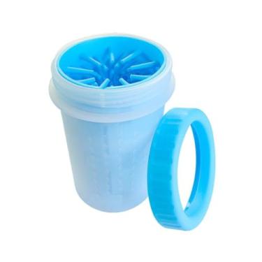 Imagem de Lava Patas para Médios, Azul, Material PP e Silicone, 9cm x 11cm, Tampa Removível, para Limpeza e Higiene Pet