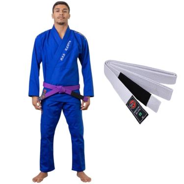 Imagem de Kimono Jiu Jitsu Hanzo Trançado Reforçado 450g Azul com Faixa Naja Extreme-Unissex