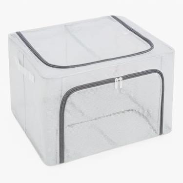 Imagem de Caixa Organizadora Multiuso Tampa Zíper Dobrável Closet 24l