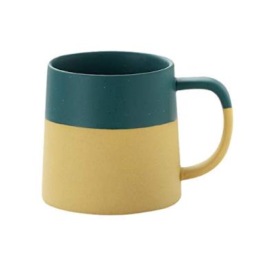 Imagem de Yalych Caneca grande xícara de café de cerâmica 445 g grande caneca de grés com alça, adequada para latte, cappuccino, chá 6 estilos estão disponíveis xícara de café xícara de café (cor: branco, tamanho: latão)