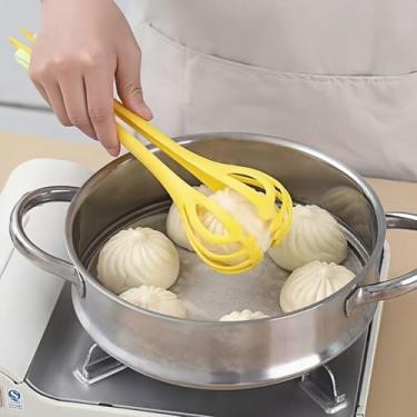 Imagem de Batedor de ovos multifuncional 3 em 1, batedor manual resistente ao calor para misturar, pegar ovos, macarrão e pães cozidos no vapor, ferramenta de cozimento de cozinha