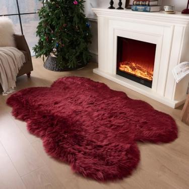 Imagem de CKLZSAY Tapete de pele de carneiro de pele sintética super macio e fofo tapete de área para quarto de criança almofada de sofá para sala de estar tapetes de cabeceira (preto, 1 × 6 pés pele de