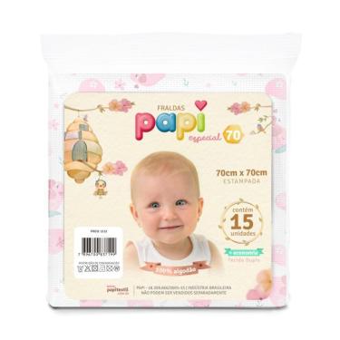 Imagem de Fralda Bebê Papi Especial Estampa Rosa 70 x 70Cm Com 15 Un