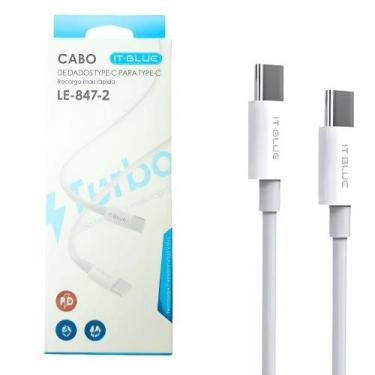 Imagem de Cabo De Dados Tipo C x Tipo C carrega rápido 3.1A 2M Branco - IT-Blue