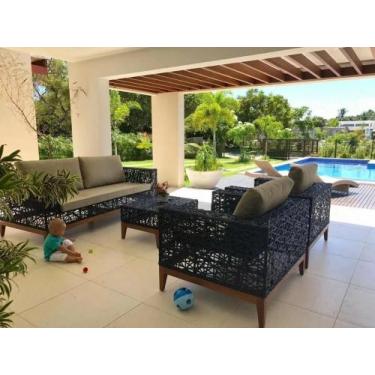 Imagem de Jogo De Sofá Para Área Externa Com Pés Em Madeira Fibra - Sarah Móveis