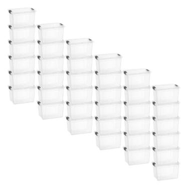 Imagem de Superio Mini recipiente de armazenamento caixa de giz de cera de plástico suprimentos de arte e estojo de costura empilhável transparente pequeno organizador para contas, papelaria, giz e alimentos