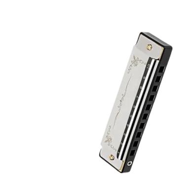 Imagem de Gaita profissional profissional 10 furos C Keyed Blues Harmonica escala diatônica (prata)