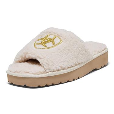 Imagem de ARIAT Pantufa feminina confortável para uso interno e externo com bico aberto, Creme, 40
