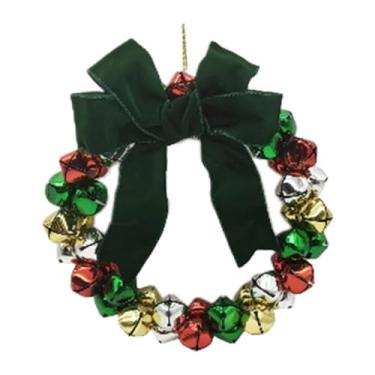 Imagem de oshhni Guirlanda de Natal com Sino, Pequeno Enfeite Decorativo com Laço, Ideal para Lareira Externa, Janela ou Parede, Style H