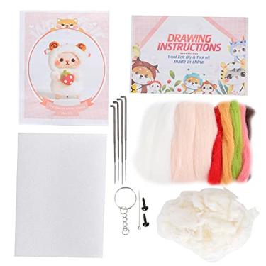 Imagem de Kit de feltro de agulha Boneca de ovelha colorida DIY conjunto de artesanato com ferramentas de puxão de lã Desenhos de bancada de espuma para iniciantes Decoração de casa (205#Áries咩咩)