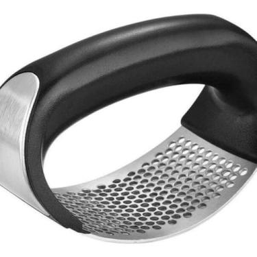 Imagem de Espremedor de Alho Manual em Aço Inoxidável, Design Arqueado, Triturador e Amassador de Pressão para Cozinha, 10x5x7 cm