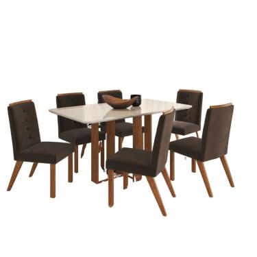 Imagem de Conjunto Mesa 6 Cadeiras 170/27  Vidro 160cm com Tecido Joli  Zamarchi