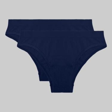Imagem de Kit 2 Calcinhas Lupo Loba Biquíni Sem Costura 40400, Azul índigo, P
