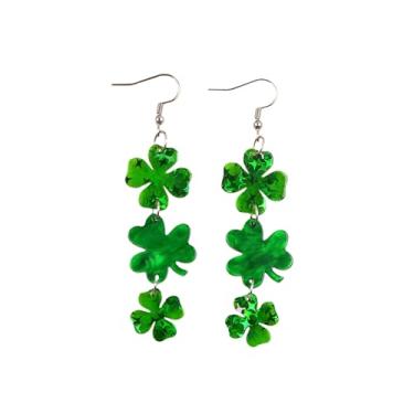 Imagem de Brincos de Dia de São Patrício para mulheres, trevo verde, trevo, pingente, acrílico, irlandês, boa sorte, joias natalinas, presente para mulheres, Large, Acrílico, Sem pedra preciosa