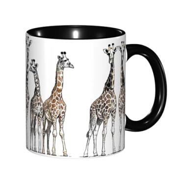 Imagem de Zeraoke Canecas de café criativas com estampa de girafas fofas, personalizadas, presente para a família, tamanho de 325 ml, unissex