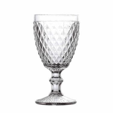 Imagem de Conjunto de 6 Taças de Vidro Bico de Abacaxi, 325ml, Transparente, Estilo Retrô com Relevo, 16,5cm Altura