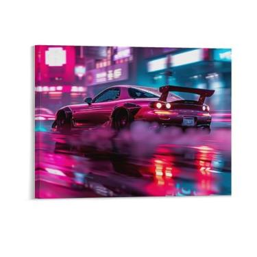Imagem de HouLaiZhe Neon Sports Car Jdm Rx7 Extreme Speed Posters Tela Estética Decoração de Quarto Pintura de Parede Impressões Sala de Galeria Decoração de Parede para Quarto Sala de Estar Escritório 08 x 10