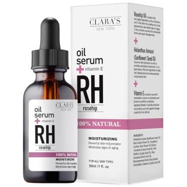 Imagem de CLARA'S NEW YORK Sérum facial de ácido glicólico com vitamina E para esfoliação suave e brilhante da pele do rosto - Feito nos EUA 30 ml (1 fl/oz) (rosa mosqueta)