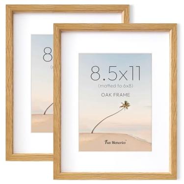 Imagem de Fun Memories Conjunto de 2 porta-retratos de 21 x 27 cm, moldura de madeira de carvalho maciça natural com vidro temperado HD, moldura de madeira simples moderna de 21 x 20 cm fosca para 15 x 20 cm