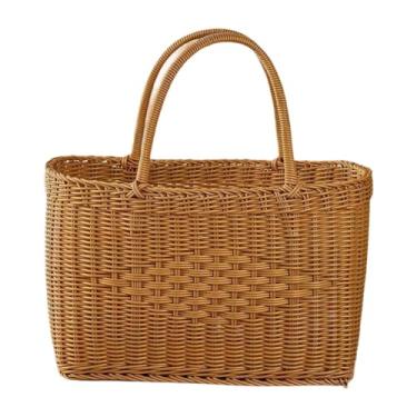 Imagem de Fenteer Cesto multifuncional tecido à mão, portátil e prático, ideal para guardar objetos no jardim, ou sala de estar.