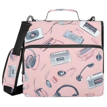 Imagem de xigua Fichário de fita cassete com zíper com alça de ombro e alça para transporte fácil, fichário de 3 anéis de 3 cm para escola, painel de expansão e arquivo expansível