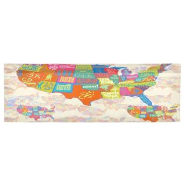 Imagem de Qilmy Cortinas de sanefa de mapa do mundo colorido para cozinha ou banheiro, sanefas de tratamento de janela com bolso para varão 137 x 45 cm para filtragem de luz, sala de estar, quarto383