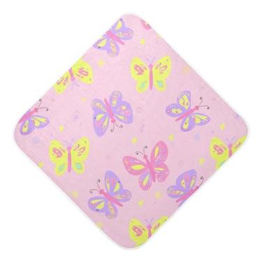Imagem de Burbuja Toalha de banho de bebê borboletas coloridas - Toalha com capuz de musselina macia e absorvente para recém-nascidos e bebês, 89 x 89 cm