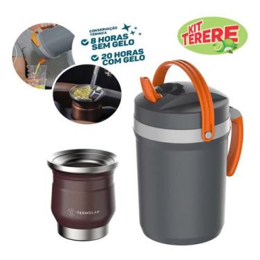 Imagem de Cuia Térmica Bronze 250ml Tereré Jarra 2,5L Cinza Suco Água - Termolar