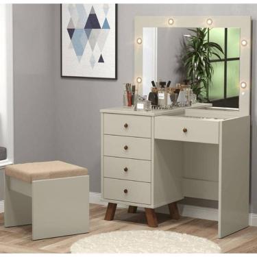 Imagem de  Penteadeira Camarim 05 Gavetas Off White com Banqueta - Patrimar