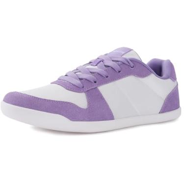 Imagem de WHITIN Tênis feminino com bico largo | Zero Drop | Design de patchwork moderno, Roxa, 9 Wide