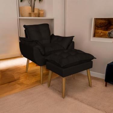 Imagem de Kit Poltrona Amamentação com Puff Pés Palito - Conforto e Modernidade para Sala e Quarto (Marrom)