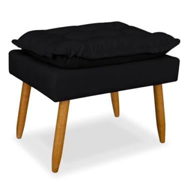 Imagem de Puff Decorativo Luxo para Sala e Recepção – Puff para Descanso dos Pés com Pés Palito e Acabamento Suede (Preto)
