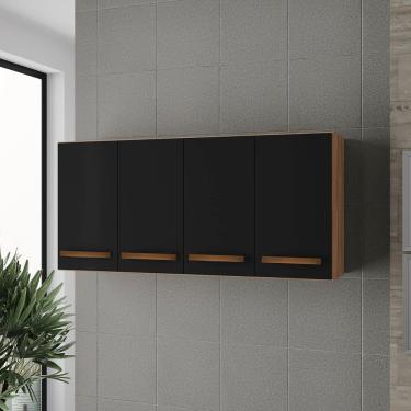 Imagem de Armário 4 Portas Cozinha Aéreo íris Mb1 120cm Cor Savana Preto