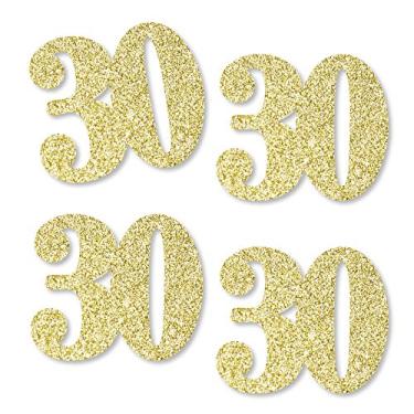 Imagem de Glitter dourado 30 – Números de corte de glitter de ouro real sem bagunça – Confetes de festa de 30 anos – Conjunto com 24