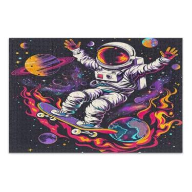 Imagem de Quebra-cabeças Cosmonaut Skateboarding in Space 1000 peças para adultos, quebra-cabeça para adultos, jogos de quebra-cabeça