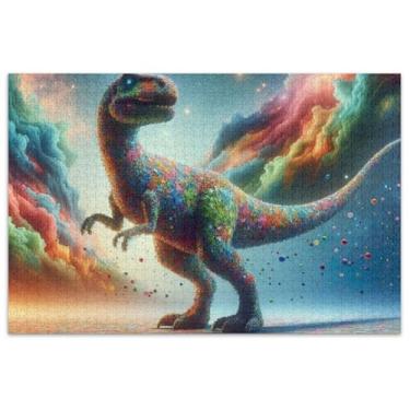 Imagem de Quebra-cabeça de pintura de dinossauro, confetes, adultos, 500 peças, brinquedo familiar, arte, quebra-cabeças legais para adultos, presentes engraçados para jogos de quebra-cabeça