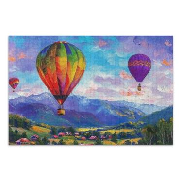 Imagem de Quebra-cabeças grandes de balões de ar quente Sky para adultos com letras nas costas, quebra-cabeça de 1000 peças