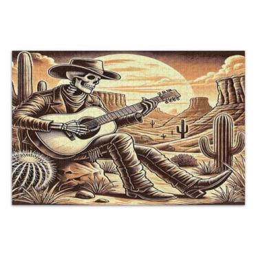 Imagem de Quebra-cabeça adulto Desert Skull Guitarrista 1000 peças, quebra-cabeças trippy para adultos, jogos de família