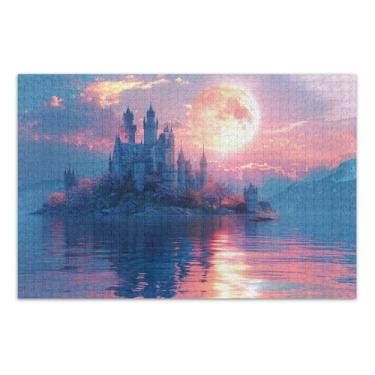 Imagem de Lindo castelo de conto de fadas no mar quebra-cabeças adultos 1000 peças, quebra-cabeça engraçado, jogos educativos