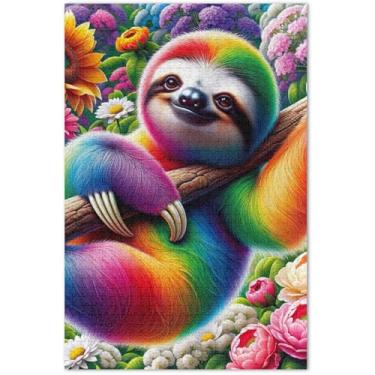 Imagem de Fantastic Sloth Quebra-cabeça adulto 500 peças paisagem floral difícil quebra-cabeças presentes para amantes de quebra-cabeça, 51 x 35 centímetros