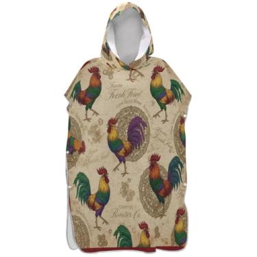 Imagem de Joisal Roupão para adultos poncho de surfe praia banho com capuz toalhas vestíveis vintage animais de fazenda ponchos femininos com capuz