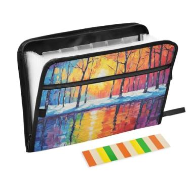 Imagem de Pôr-do-sol de inverno vibrante O organizador de documentos fólio A4 pastas sanfonadas tamanho carta para documentos com etiquetas organizador de papelada