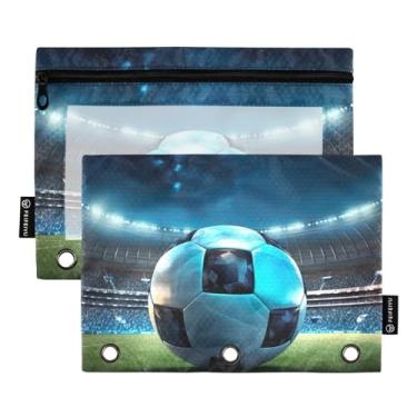 Imagem de Bola de futebol com estojo de lápis com zíper de estádio brilhante para pastas, pacote com 2, organizador de arquivos