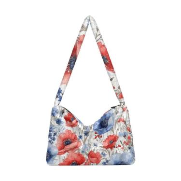 Imagem de GAIGEO Bolsa de ombro feminina, vermelha, azul, branca, aquarela, estrelas, americana, bolsa de ombro, bolsa feminina para uso ao ar livre, Vermelho azul branco aquarela estrelas americanas, One Size