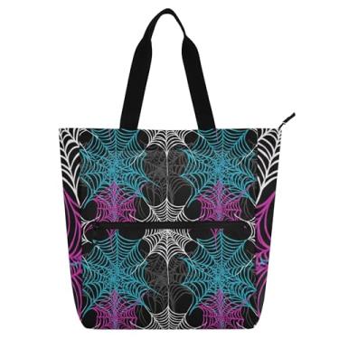 Imagem de GAIGEO Bolsa tiracolo branca azul roxa para mulheres e crianças com zíper, bolsa carteiro de lona para escola, trabalho, viagem