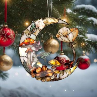 Imagem de Enfeites de Natal, lua de cristal, enfeites de árvore de Natal feitos à mão, decoração de carro e casa - presentes de Natal, decoração de artesanato em acrílico, ideias de troca de presentes para