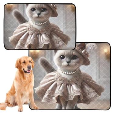 Imagem de TSENQUE Almofadas de xixi laváveis para cães, almofada reutilizável para gatos siameses, à prova de vazamento, à prova de vazamento para cães, tapete de cercadinho para cães, médio + grande, conjunto